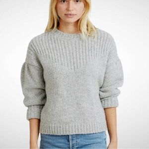 MIRTH AROSA NEW PULLOVER ALPACA BLEND DOVE GREY SWEATER SIZE MEDIUM